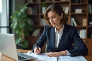 Femme d affaires en bureau moderne et lumineux